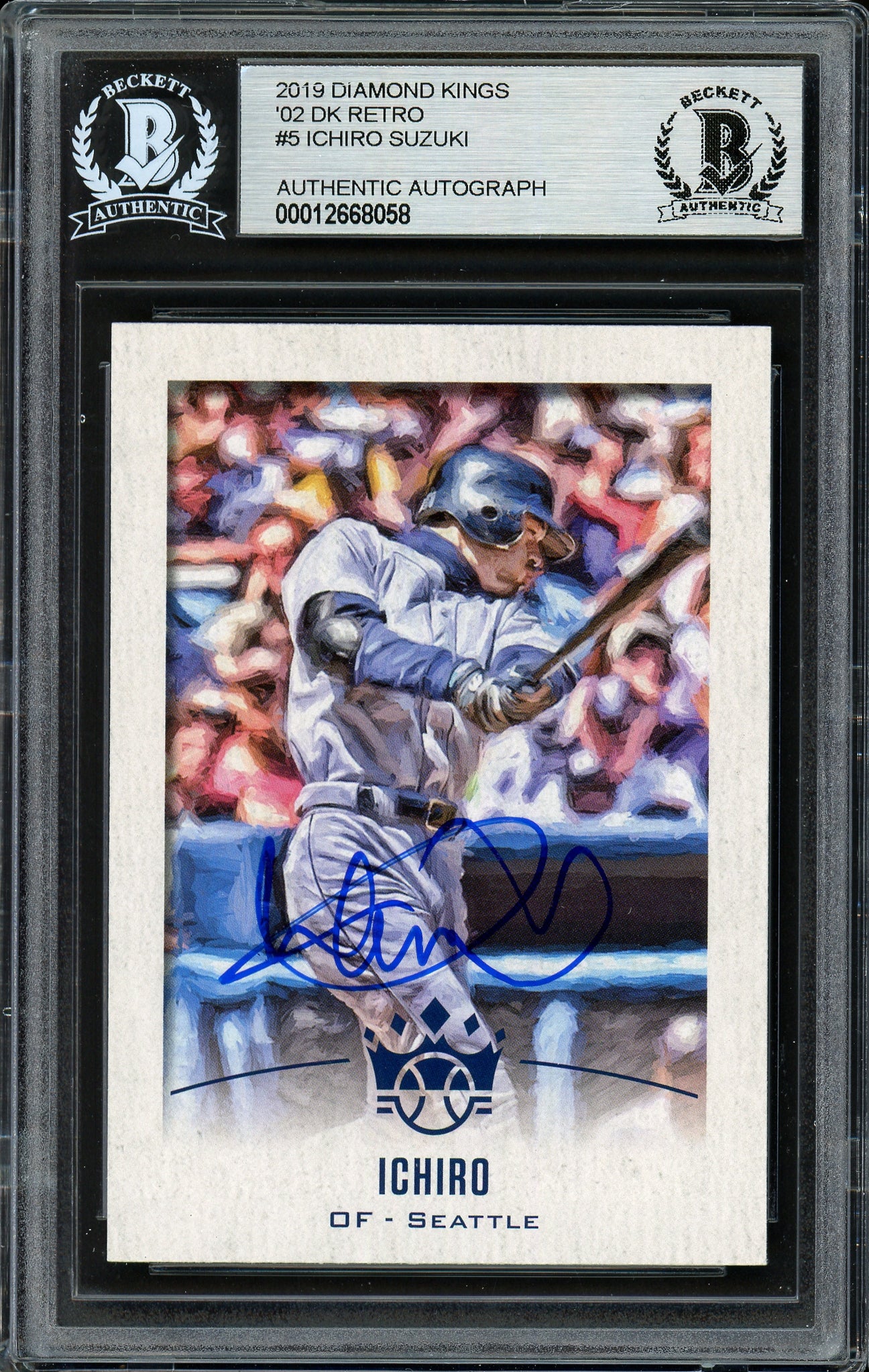 Ichiro Suzuki Autographed 2019 Panini Diamond Kings Crowning Moment Card #DK-02-IS Seattle Mariners Beckett BAS #12668058