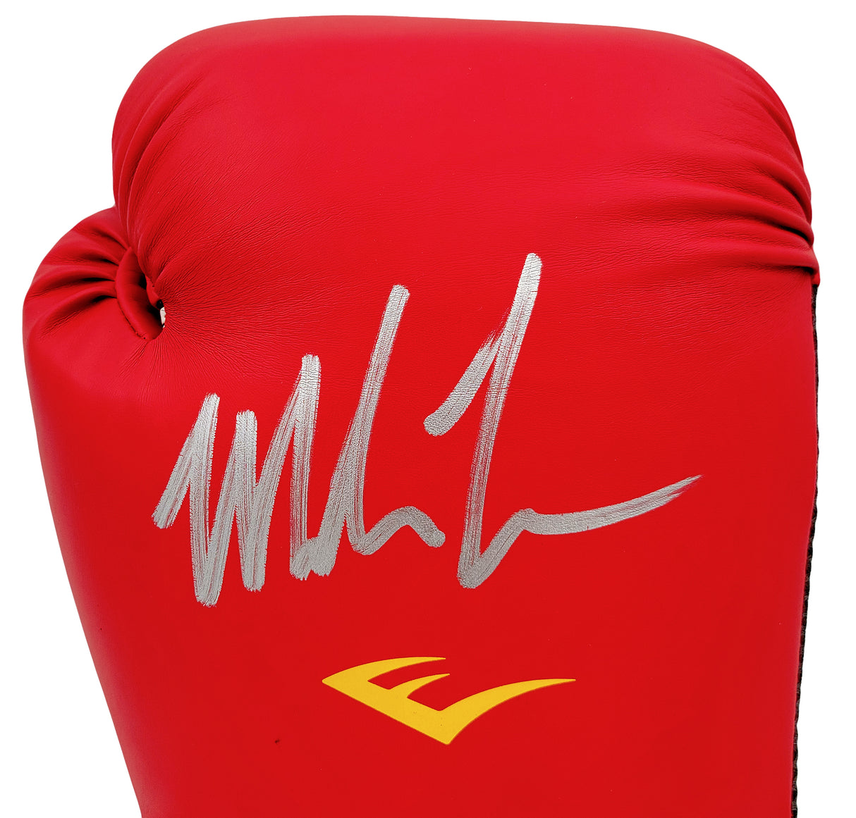 Mike Tyson Autographed Red Everlast Everfresh Boxing Glove (Right Handed RH, Silver) Beckett BAS Stock #202300