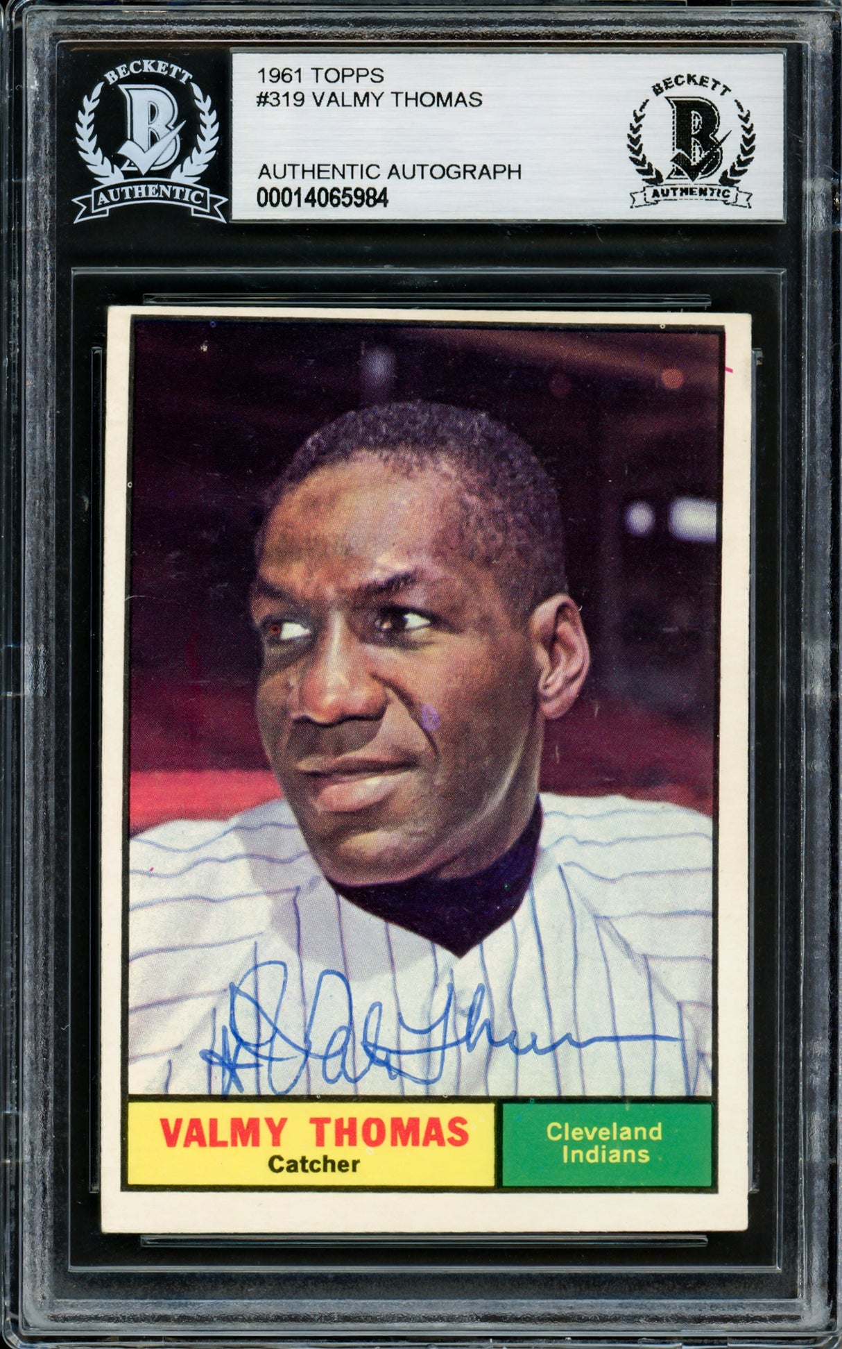 Valmy Thomas Autographed 1961 Topps Card #319 Cleveland Indians Beckett BAS #14065984