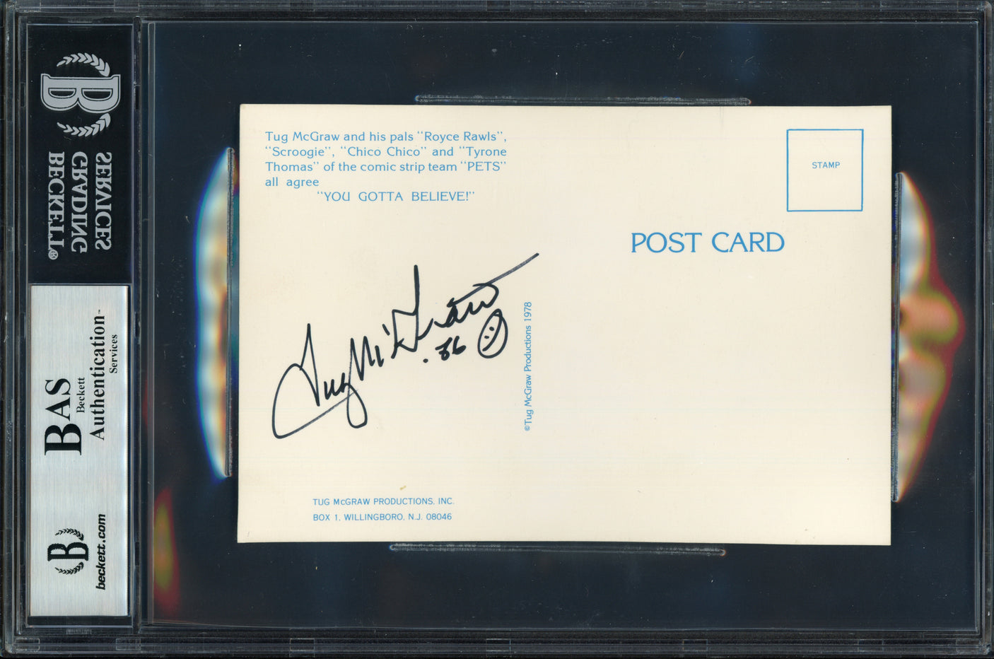 Tug McGraw Autographed 4x6 Postcard Philadelphia Phillies Signed Twice Beckett BAS #14066955