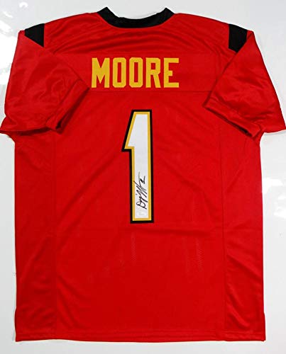 DJ Moore Autographed Red College Style Jersey- JSA W Authenticated *1