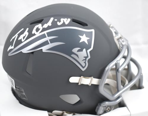 Tedy Bruschi Signed New England Patriots Slate Speed Mini Helmet-Beckett W Holo