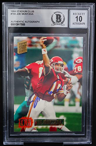 1994 Stadium Club #160 Joe Montana Auto Kansas City Chiefs BGS Autograph 10
