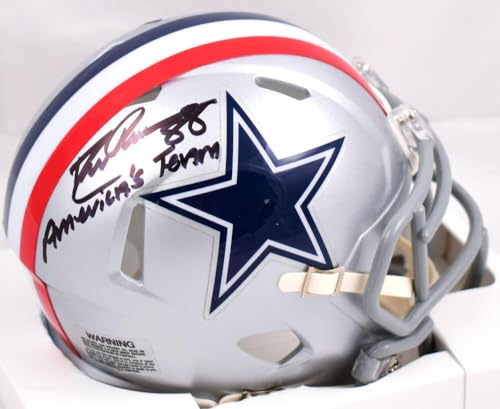 Drew Pearson Signed Cowboys 1976 Speed Mini Helmet w/America's Team- Prova