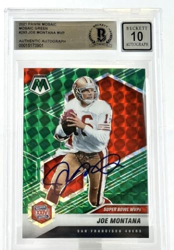 2021 Panini Mosaic Green #293 Super Bowl MVPs Joe Montana Auto SF 49 BGS Auto10