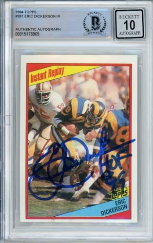 1984 Topps #281 Eric Dickerson Instant Replay Rams BGS Autograph 10