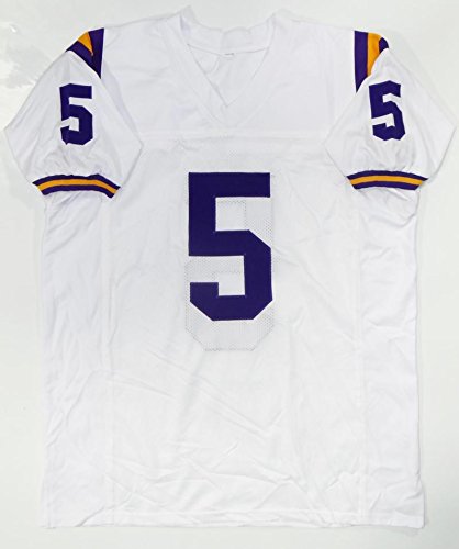 Derrius Guice Autographed White College Style Jersey- JSA Witness Auth