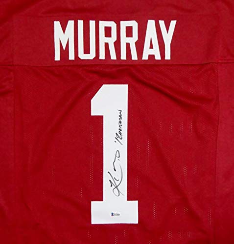 Kyler Murray Autographed Crimson College Style Jersey w/ 18 HT - Beckett Auth