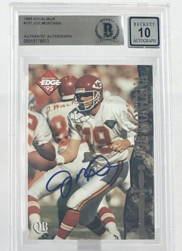1995 Collector's Edge Excalibur #107 Joe Montana Auto KC Chiefs BGS Autograph 10