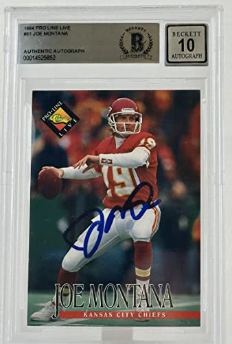 1994 Pro Line Live #61 Joe Montana Auto Kansas City Chiefs BGS Autograph 10