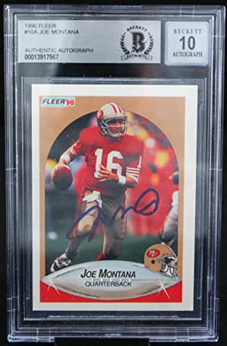 1990 Fleer #10A Joe Montana Auto San Francisco 49ers BGS Autograph 10