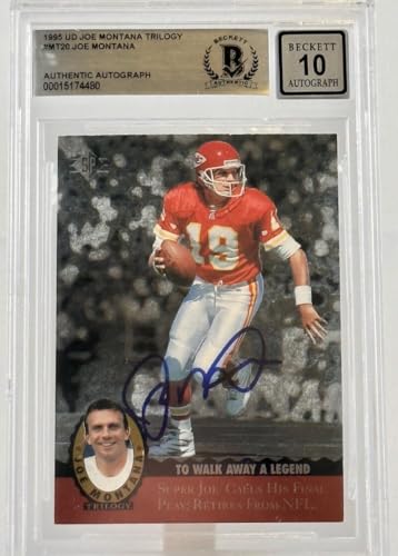1995 Upper Deck Joe Montana Trilogy #MT20 Auto KC Chiefs BGS Autograph 10