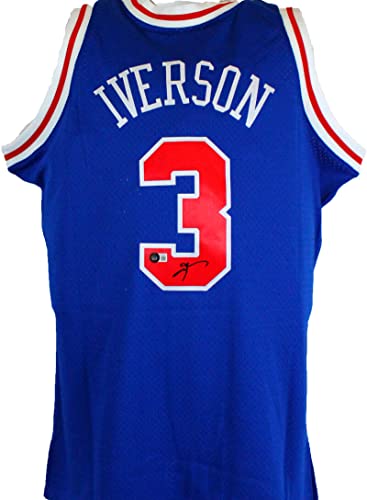 Allen Iverson Singed 76ers Blue M&N Hardwood Classic Swingman Jersey-BA W Holo
