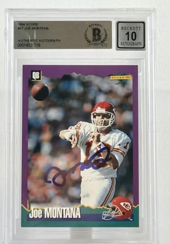 1994 Score #67 Joe Montana Auto Kansas City Chiefs BGS Autograph 10