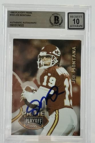 1995 Playoff Prime #153 Joe Montana Auto Kansas City Chiefs BGS Autograph 10
