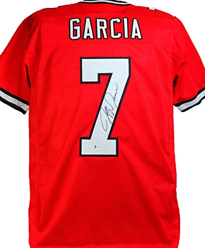 Jeff Garcia Autographed Red Calgary Pro Style Jersey- Beckett W *Black