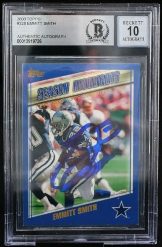 2000 Topps #328 Emmitt Smith Auto Dallas Cowboys BGS Autograph 10