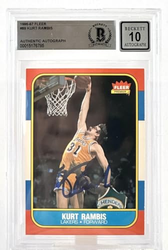 1986-87 Fleer #89 Kurt Rambis Auto Los Angles Lakers BGS Autograph 10