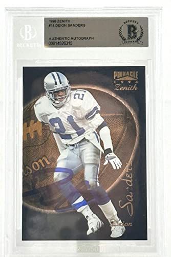 1996 Pinnacle Zenith #14 Deion Sanders Dallas Cowboys Autograph Beckett Auth