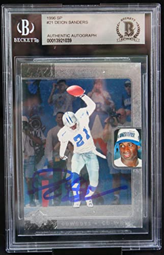 1996 Upper Deck SP #21 Deion Sanders Dallas Cowboys BGS Autograph 10