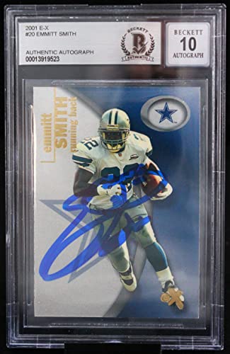 2001 E-X #20 Emmitt Smith Auto Dallas Cowboys BGS Autograph 10