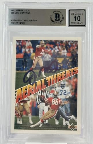 1991 Upper Deck #35 Aerial Threats Joe Montana Auto SF 49ers BGS Aut0 10