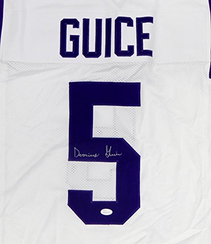 Derrius Guice Autographed White College Style Jersey- JSA Witness Auth