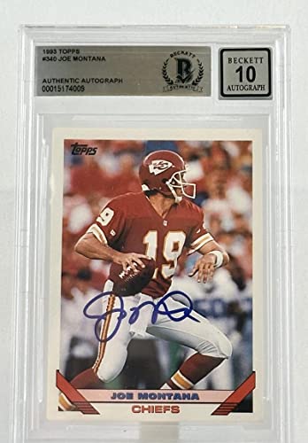1993 Topps #340 Joe Montana Auto Kansas City Chiefs BGS Autograph 10