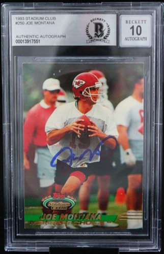 1993 Stadium Club #250 Joe Montana Auto Kansas City Chiefs BGS Autograph 10
