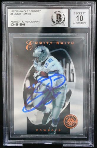 1997 Pinnacle Certified #1 Emmitt Smith Auto Dallas Cowboys BGS Autograph 10
