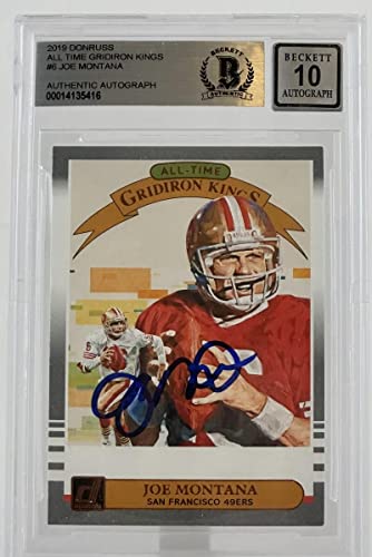 2019 Donruss All Time Gridiron Kings #6 Joe Montana SF 49ers BGS Autograph 10
