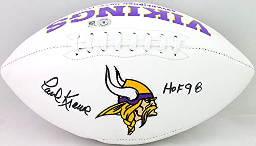 Paul Krause Autographed Minnesota Vikings Logo Football W/ HOF- Beckett W *Black