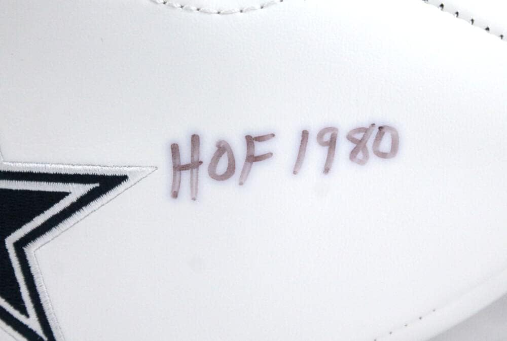 Bob Lilly Autographed Dallas Cowboys Logo Football With HOF 1980- JSA W Auth