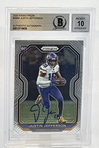 2020 Panini Prizm #398A Justin Jefferson Auto Minnesota Vikings BGS Autograph 10