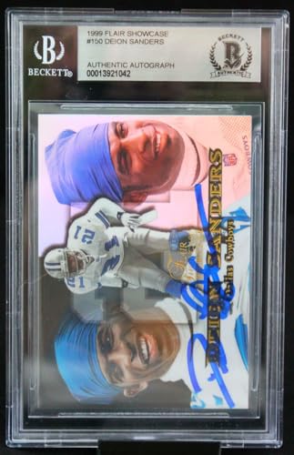 1999 Flair Showcase #150 Deion Sanders Dallas Cowboys BGS Autograph 10