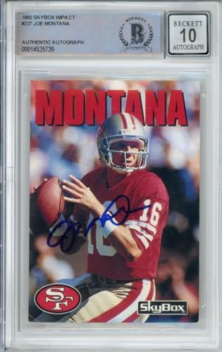 1992 Skybox Impact #227 Joe Montana San Francisco 49ers BGS Autograph 10