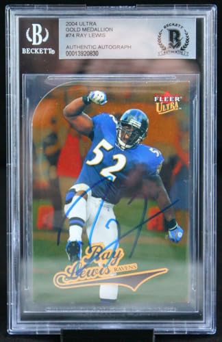 2004 Ultra Gold Medallion #74 Ray Lewis Baltimore Ravens BGS Autograph 10
