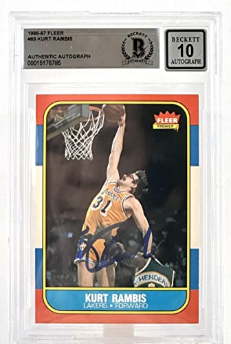 1986-87 Fleer #89 Kurt Rambis Auto Los Angles Lakers BGS Autograph 10