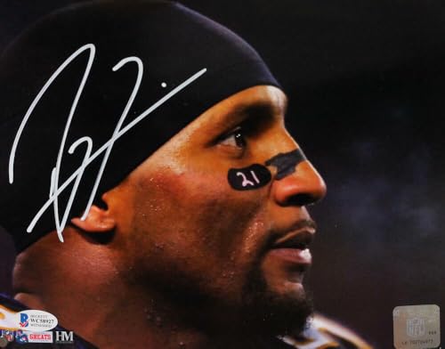 Ray Lewis Autographed Ravens 8x10 HM Face Close Up Photo - Beckett W Auth *White