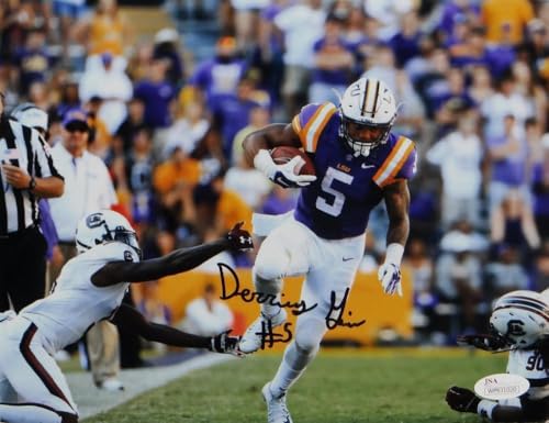 Derrius Guice Autographed LSU 8x10 Avoiding Tackle Photo - JSA W Auth *Black