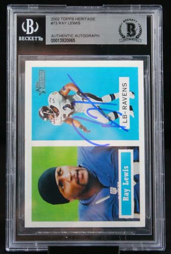 2002 Topps Heritage #73 Ray Lewis Auto Baltimore Ravens BGS Autograph 10
