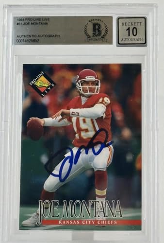1994 Pro Line Live #61 Joe Montana Auto Kansas City Chiefs BGS Autograph 10