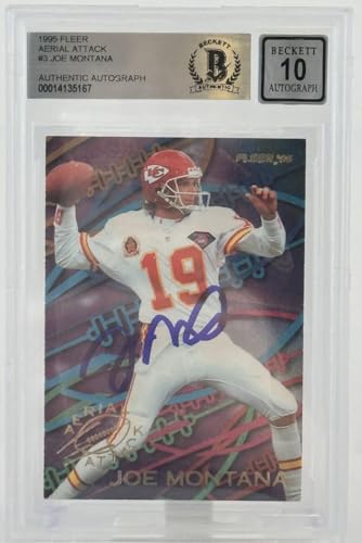 1995 Fleer Aerial Attack #3 Joe Montana Auto Kansas City Chiefs BGS Autograph 10
