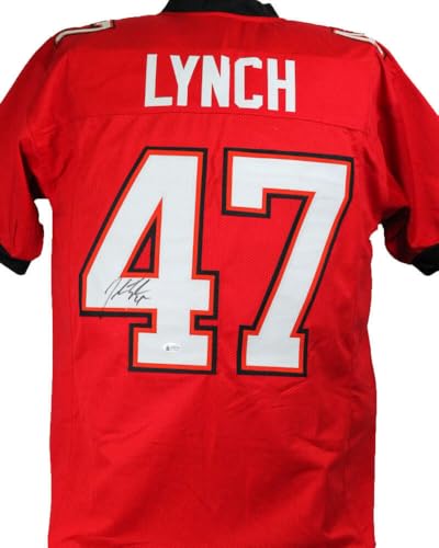 John Lynch Autographed Red SB Pro Style Jersey- Beckett W *Black