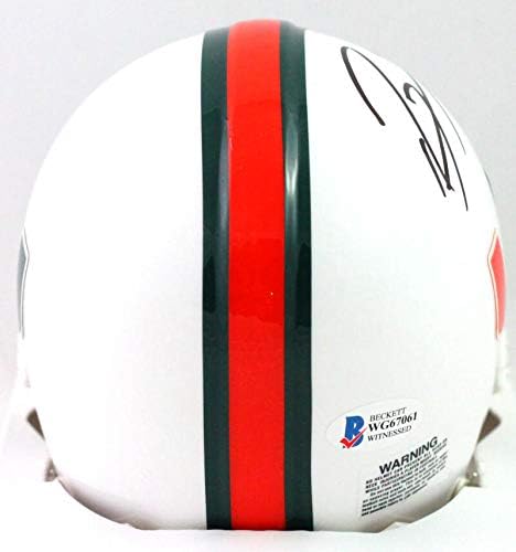 Ray Lewis Autographed Miami Hurricanes Mini Helmet- Beckett W *Black