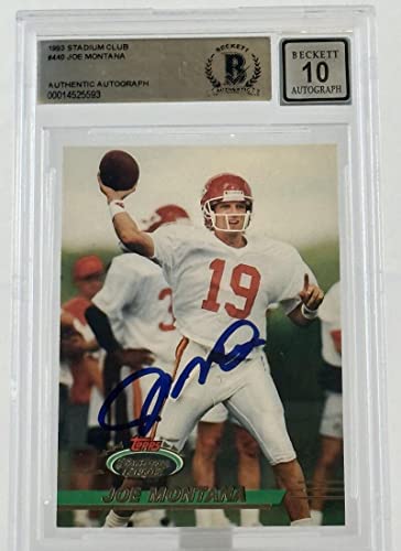 1993 Stadium Club #440 Joe Montana Auto Kansas City Chiefs BGS Autograph 10