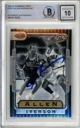 1996-97 Bowman's Best Retro #TB13 Allen Iverson RC 76ers BGS Autograph 10