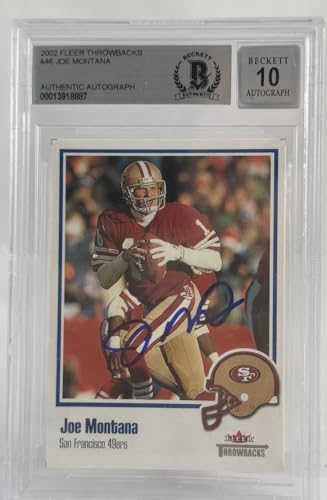 2002 Fleer Throwbacks #46 Joe Montana Auto SF 49ers BGS Autograph 10