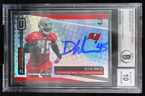 2019 Panini Unparalleled #205 Devin White Buccaneers BGS Autograph 10
