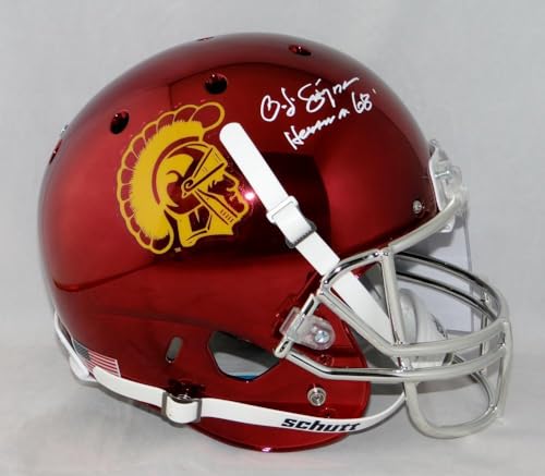 O. J. Simpson Signed USC Trojans F/S Chrome Helmet W/ Heisman- JSA W Auth *White